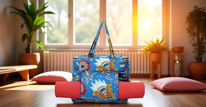 INDIAN CRAFT CASTLE Tote Bag with Yoga Mat Carrier Pocket Carryall Shoulder Bag for Office, Workout, Pilates, Travel, Beach and Gym