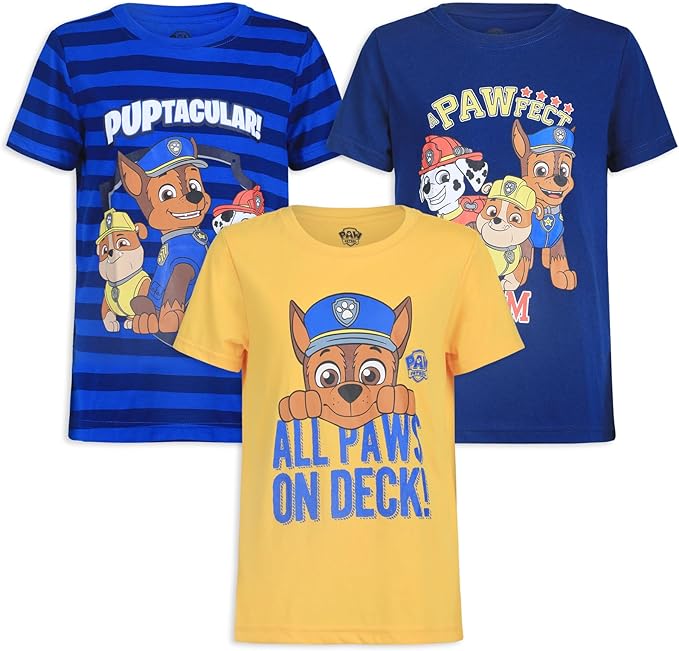 Paw Patrol Boys Nickelodeon Boy's 3-Pack Paw Patrol Short Sleeve Shirt Set for Toddlers