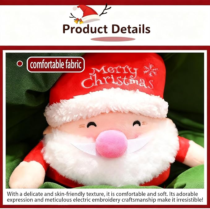 Christmas Tree Topper Elk & Cute Santa Claus Doll - Unique Christmas Holiday Decorations, Surprise Plush Toy for Friends & Children (E)