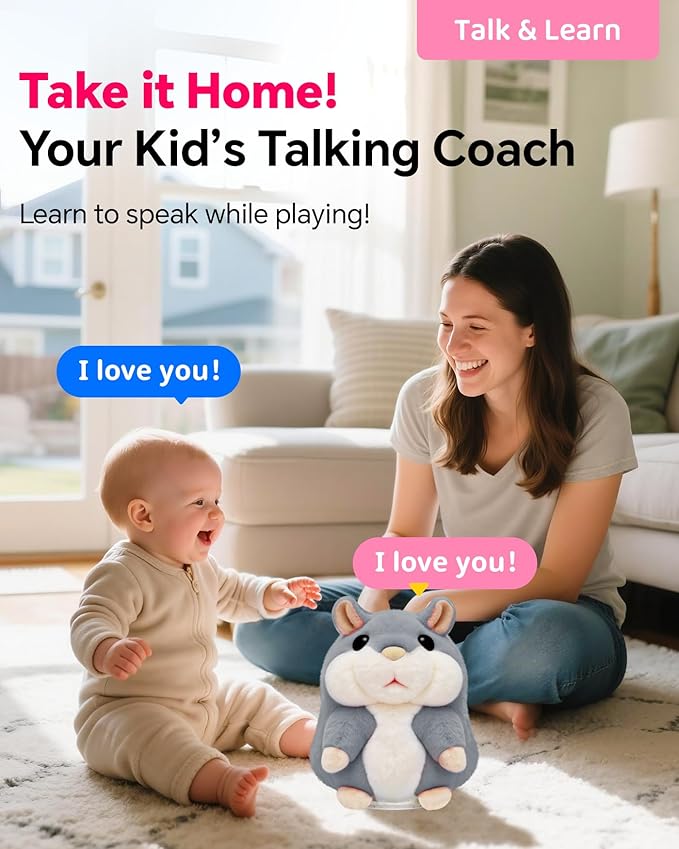 Toddler Toys Talking Hamster Repeats What You Say,Toys for 2 3 4 5 6 7 8 13 Year Old Girl Boy Birthday Gifts Ideas,Christmas Stocking Stuffers for Kids Adults Stuffed Animals Plush Toy Gray