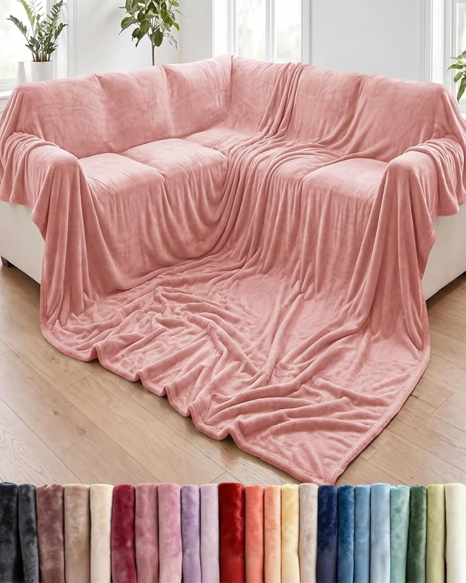 Ultra Soft Fleece Blanket Giant Blanket Size - Flannel Fleece Luxury Blanket - Lightweight for Couch Bed Chair - Thick, Warm and Breathable - All Season Cozy, Rose Pink