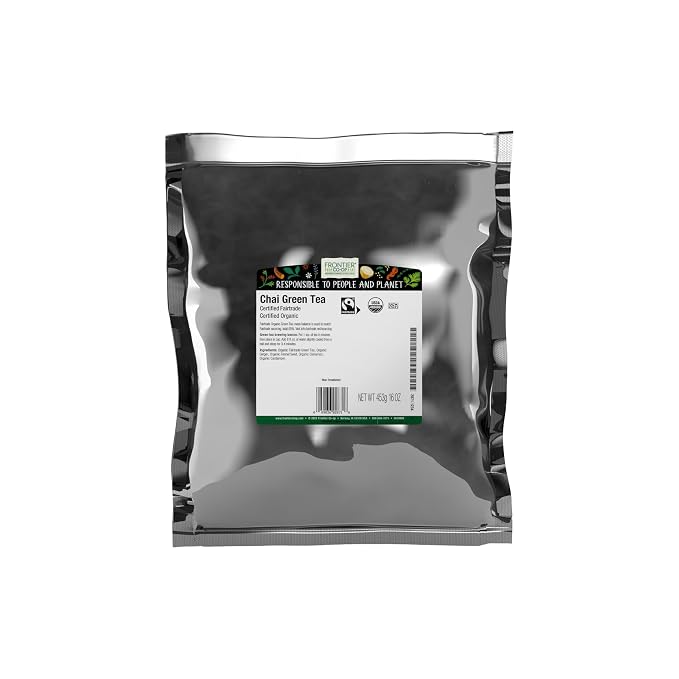 Frontier Co-op Organic Chai Green Tea, 1-Pound Bulk, Robust Combination of Green Tea & Spices, Great as Hot Tea, Fairtrade