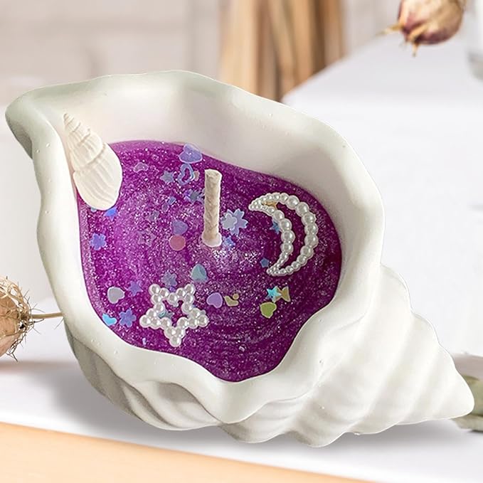 Conch Shell Candle - Handmade Conch Candle | Aromatherapy Stress Relief Candles | Natural Scented Soys Wax Candles | Long Burn Time Sandalwood Aromatherapy Candles for Home Bathroom Decor