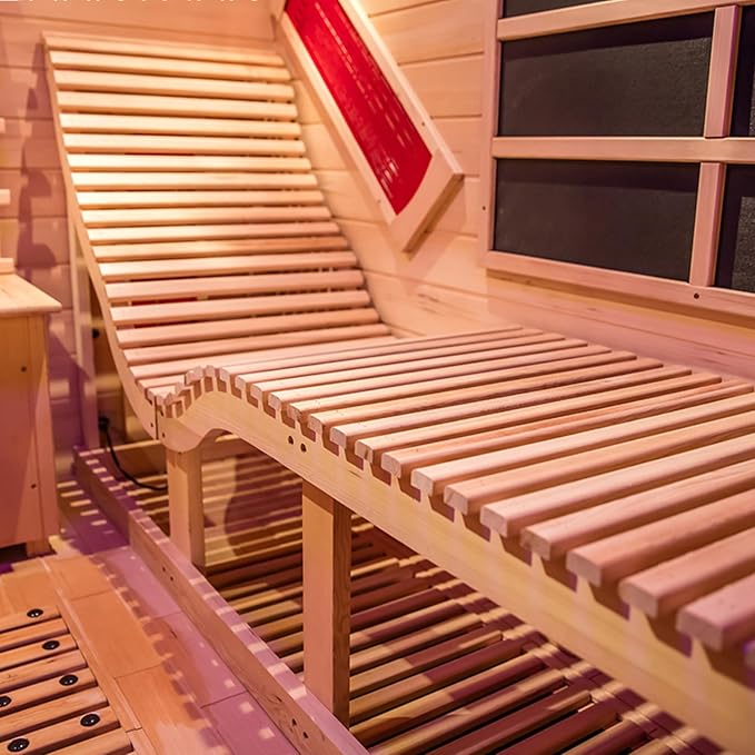 Far Infrared Wood Sauna, 1 or 2 Person Home Canadian Hemlock Luxurious Wooden Traditional Indoor Sauna, 2300W Spa Room with Recliner, 8 Heating Element, Bluetooth Speaker, Lights, Oxygen Bar