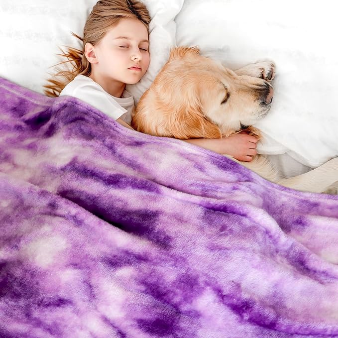 Fleece Blanket Purple Throw Blanket - 300GSM Throw Blanket for Couch, Sofa, Bed, Soft Lightweight Plush Cozy Microfiber Blankets & Throws