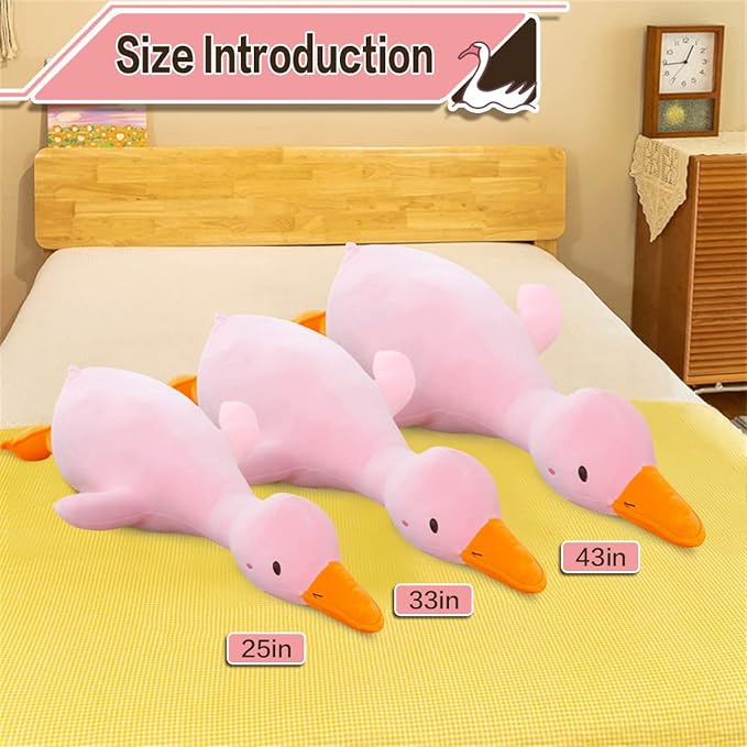 kewo Duck Plush Pillow Stuffed Animal Toy, Cute Giant Goose Plush Duck Stuffed Animal,Soft Hugging Pillow for Kids Bedding (Pink,43.3 in)…