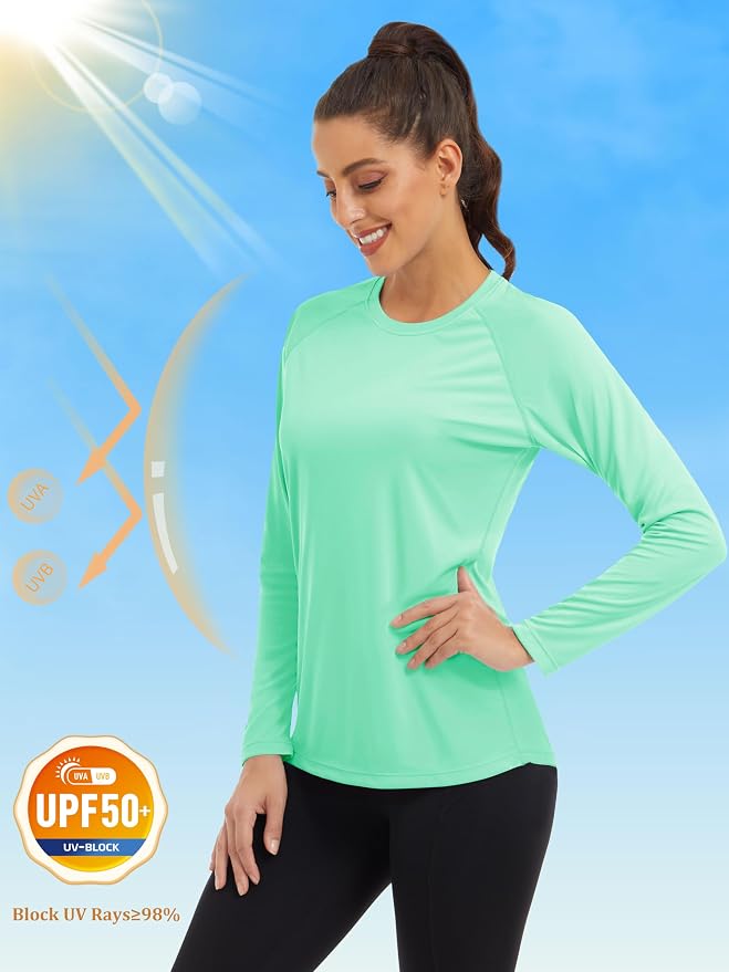 MAGCOMSEN Women's Long Sleeve Shirts UPF 50+ Sun Protection Shirts for Hiking Fishing Workout Rash Guard