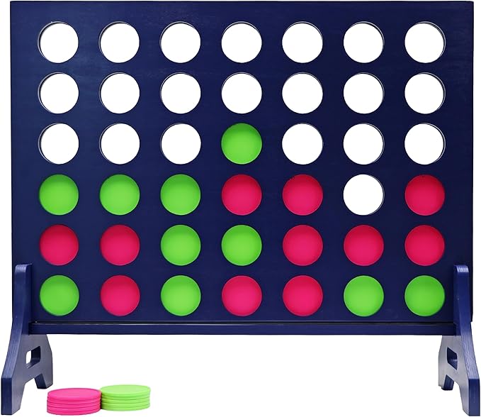 Tailgating Pros Premium Navy Giant Four in a Row with Carrying Case - Jumbo Oversized Outdoor Yard Game - Connect Multiple Pucks in a Row to Win - Many Puck Colors Available!