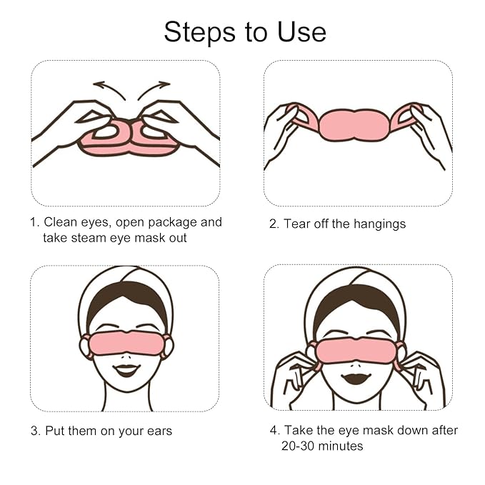 5 Packs Steam Eye Masks For Dry Eyes, Eye Heating Pad Warm Compress For Eyes Stress Relief, Disposable Heated Eye Mask Travel Essentials, Spa Relaxing Self Care Gifts For Women (Large, Chamomile)