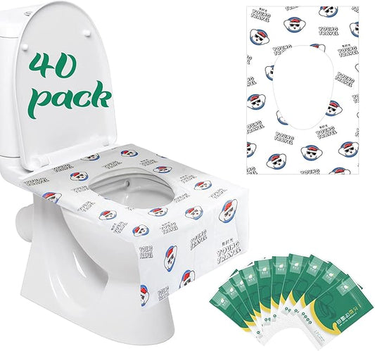 YOUNGTIME Toilet Seat Covers Disposable 40 Pack, XL Coverage Waterproof Toilet Seat Cover for Adults and Kids Potty Training,Travel Accessories for Public Restrooms,Airplane(Elephant)