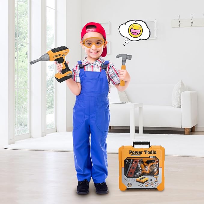 Kids Tool Set for Boys,Toddler Tool Set with Kids Tool Box & Electronic Toy Drill,Construction Pretend Play Tools for Kids,Toys for 3 4 5 Year Old Boys,Toddler Boy Toys