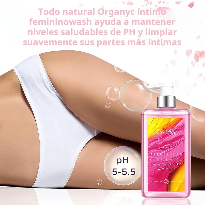 Refreshing Intimate Wash for Women, pH Balance, Gentle Daily Intimate Cleanser, Natural Extracts, Pink, 10.14 fl oz