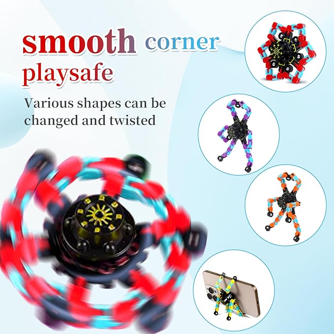 4 Pcs Fidget Toys Transformable Fidget Spinners Autism ADHD Anxiety Stress Relief Sensory Toys for Kids and Adults Deformable Robot Spinner Fingertip Gyros for Party Favors Classroom Prizes (GlowMix)