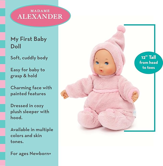 Madame Alexander 12-Inch My First Baby Doll, Powder Pink, Light Skin Tone