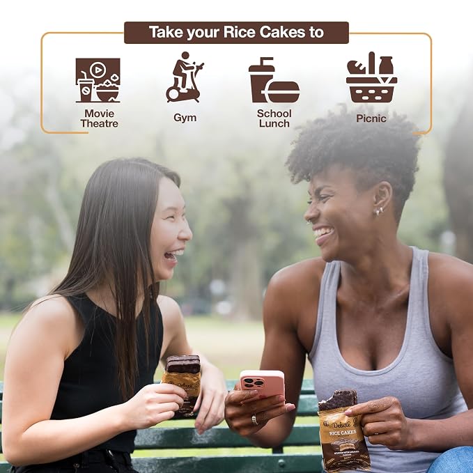 Deluxe & Bla Bla Stuffed Rice Cakes - Whole Grain Chocolate Rice Cake,Gluten Free,Low Calorie,(Alfajor) Kosher Certified - Caramel Filled Rice Cakes coated with Dark Chocolate, 28g Each (6 Pack)