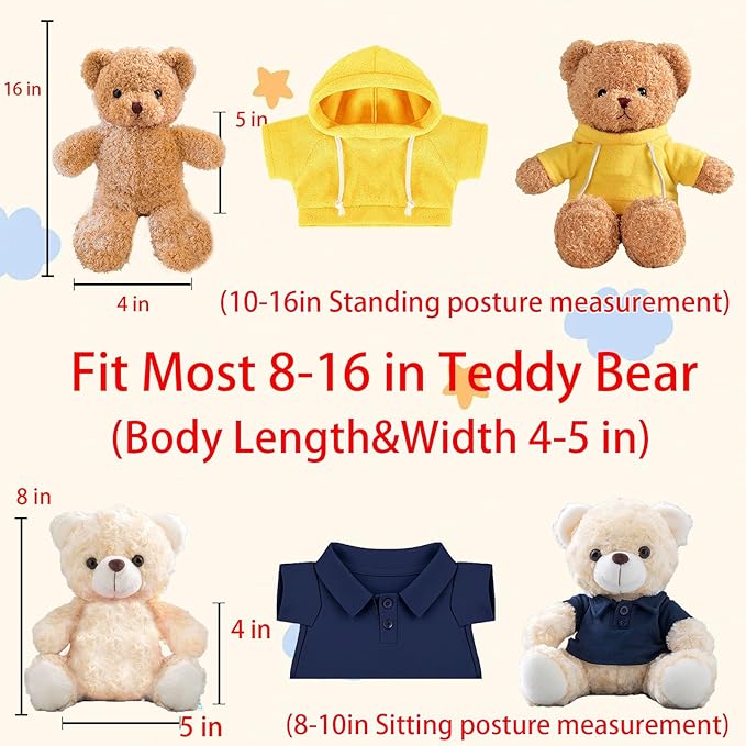 Custom Teddy Bear Clothes with Name Photo, Personalized Stuffed Animal Clothing Fit 8-16inch Stuffed Bear Clothing, Personalized Doll Clothes Make Your Own Plush Doll Shirt