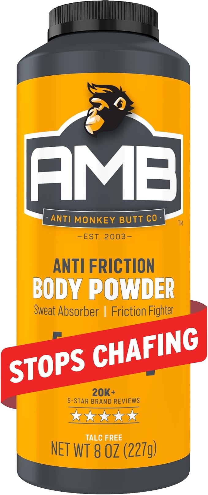 Anti Monkey Butt Body Powder - Talc-Free Anti Chafing Powder for Sweat, Friction, & Itch Relief - Calamine Body Powder for Thigh Chafing, Body Rash, & Odor Control for Men & Women - 8 oz