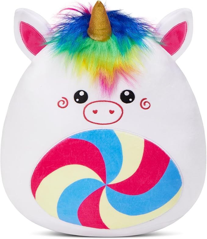 Athoinsu 12‑Inch Rainbow Unicorn Plush Pillow Soft & Cuddly Stuffed Animal for Kids Toddler Girls and Boys, Cute Rainbow Belly Plush Gift
