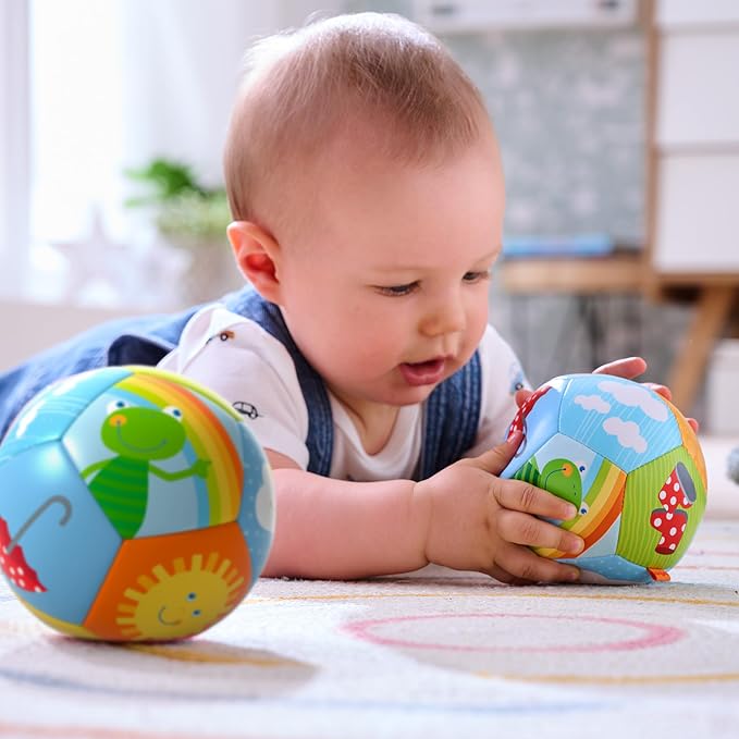 HABA Soft Baby Ball Tummy Time & Sensory Play - 4.5" Infant Play Ball Ideal for Crawling, for Babies 6 Months & Up