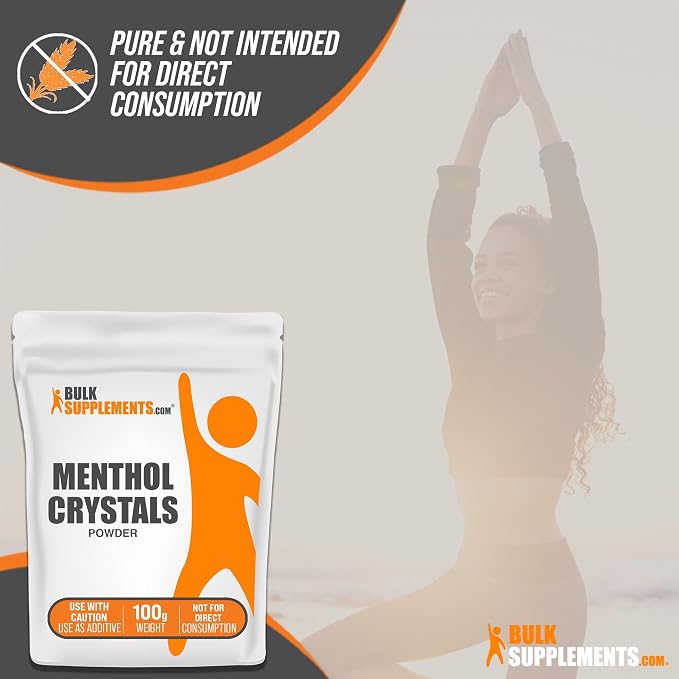 BulkSupplements.com Menthol Crystal - Natural Menthol Crystals - Menthol Crystals for Soap Making, for Shower Steamers Aromatherapy - Pure & Gluten Free, 100g (3.5 oz)