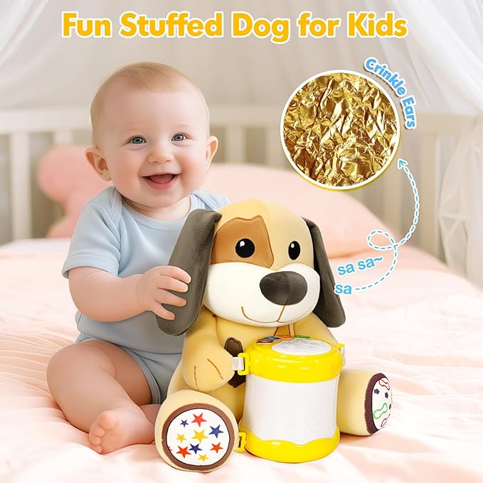 Baby Toys 6-12 Months, Puppy Musical Plush with Lights, ABCs, Animal Sounds, Numbers, Infant Early Learning Toy,Christmas Birthday Gifts for 6+ Month Boys &Girls