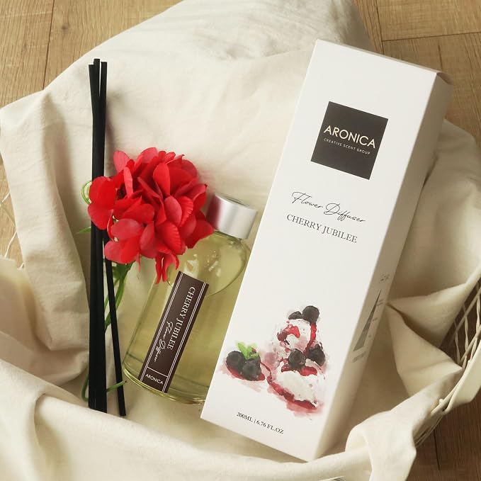 Aronica Red Bathroom Decor, Cherry House Decor Fall Nick Nacks, Apartment Accessories for Small Desk, Christmas Decor Ideas for Little Office Space, Poppy Themed Reed Diffuser