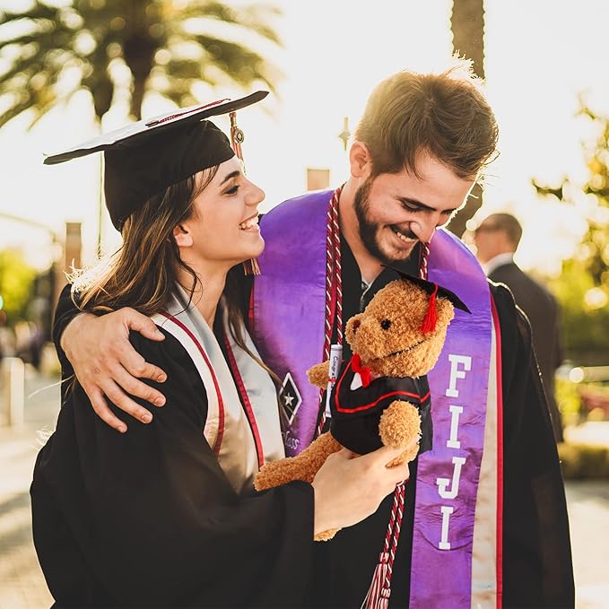 Set of 1 Graduation Teddy Bear Clothes Cap & Gow Outfit Fits Most 8" - 12" Bear Plush Stuffed Animal Outfit Build a Bear Doll Clothes and Make Your Own Stuffed Animals(Graduation Style, Fit 8"-12")