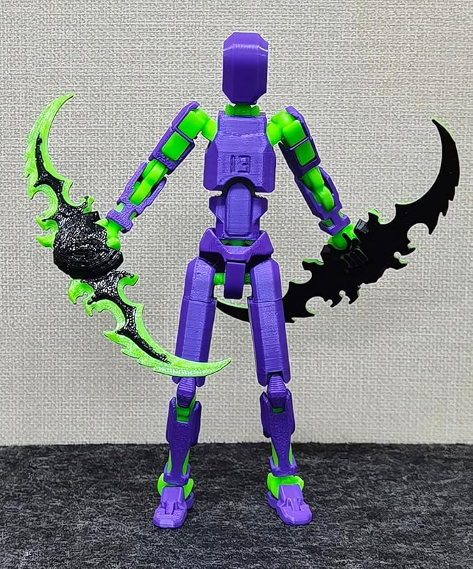 T13 Action Figure Titan 13 Robot Action Figure,3D Printed Dummy 13 Set, Lucky 13 Set,Gift for Collectors Desktop Decorations, (Assembly Completed), Purple Green