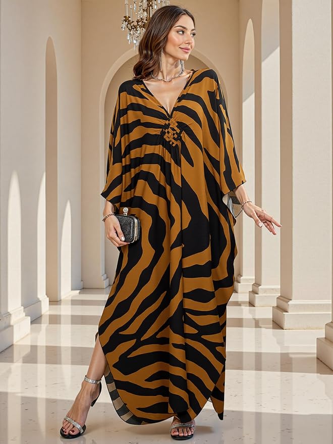 Mumu Dresses for Women Plus Size, Bohemian Kaftan Beach Cover Up Long Maxi Nightgown Soft Loungewear