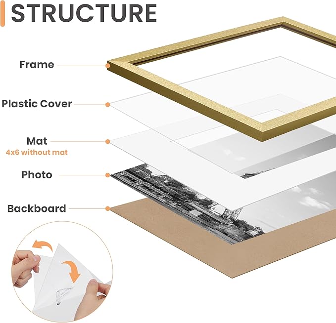 upsimples Picture Frames set of 19, Including 8x10, 5x7, 4x6 Gold Frame | Multi Picture Frames Collage Wall Decor, Gallery Wall Frame Set, Gift For Christmas, Mothers' day, Wedding, Dorm, Living Room