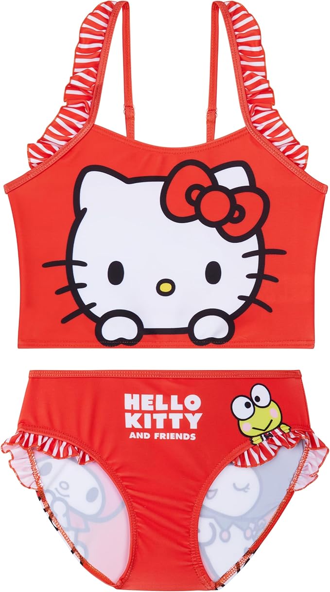 Paw Patrol | Hello Kitty | Peppa Pig Girls Swimsuit, Two Piece Bikini Top & Bottom Set, Bathing Suits with Adjustable Straps