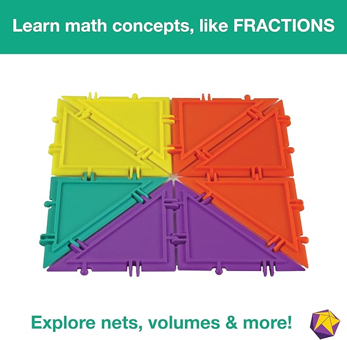 3D Building Set for Learning Math, Includes Many Online Activities,32-pc, Made in USA (Triangle/Rectangle)