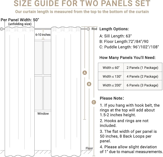 100% Blackout Shield Linen Blackout Curtains for Bedroom 90 Inches Long, Back Tab/Rod Pocket Living Room Drapes, Thermal Insulated Blackout Curtains 2 Panels Set, 50" W x 90" L,Cream