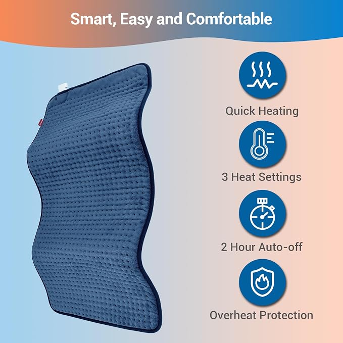 Comfytemp Extra Large Heating Pad for Back & Period, 33"x17" Electric Throw | Heated Pads for Neck/Shoulder/Leg, Birthday Day Gifts for Mom Dad Women Men, FSA Eligible HSA, Machine Washable, 2H Auto-Off