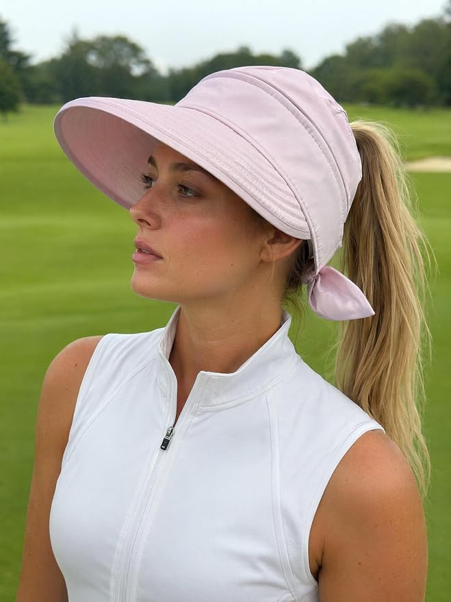 2-in-1 Women’s Sun Visor Sun Hat Zipper Off Ponytail Friendly, Lightweight Quick Dry, Summer UV Protection