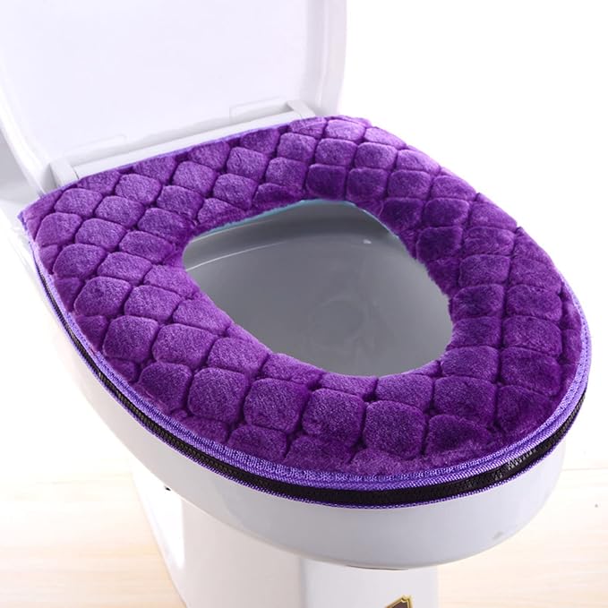 Toilet Seat Cover Pad Toilet Seat Cushion Washable & Comfortable Cover Pads, Fits Most Size Lids Mat U Shaped Covers for Bathroom Pad with Zipper Cushioned Soft Warmer Washable