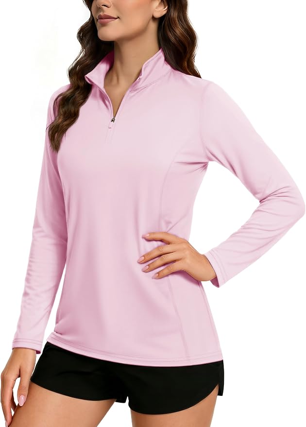 TACVASEN Women's Quarter Zip Pullover Golf Shirts UPF 50+ Long Sleeve Sun Shirts UV Protection Workout Tops