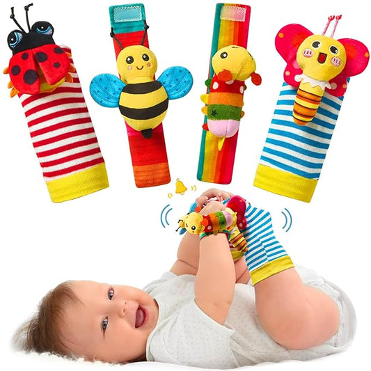 Baby Rattles Toys for 0-6 Months - Infant Toys 0-3 Month Old Baby Boy Girl Gifts Set with Teething and Wrist Socks Rattle Infant Newborn Sensory Toy Valentines Day Gifts for Kids