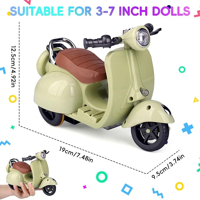 Accessories for 17cm Doll - Scooter Toy with LED Lights & Music, Cute Motorcycle Toy for Dolls, Decor Desktop Ornaments for Doll Collectors