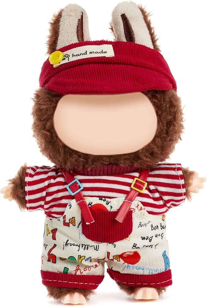 Clothes for 15/17cm Doll (No Doll), Fashion Outfit Set - Hat + Top + Overalls, Cute Dress Up Accessories (Baseball Boy)
