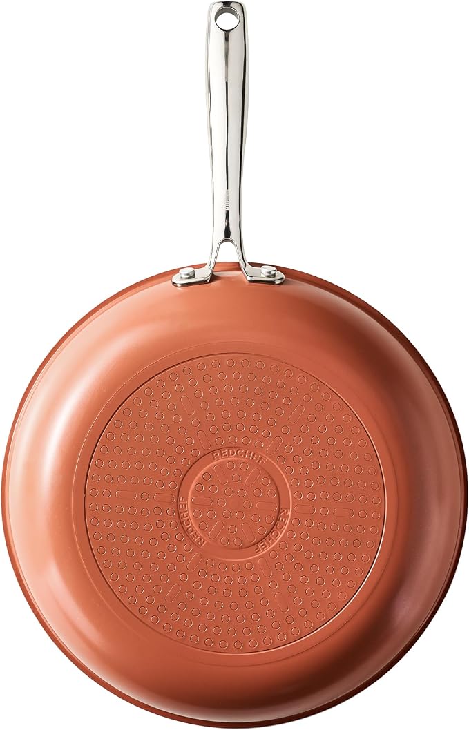 Redchef Nonstick Skillet Ceramic, Large Frying Pan for Gas & Induction, Stay Cool Handle, PTFE & PFOA Free, Durable Design for Home Chefs, Pumpkin Orange, 11 Inch