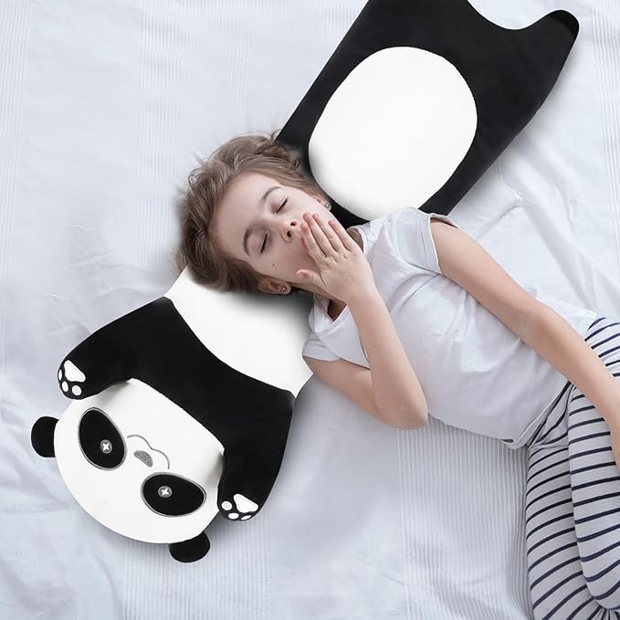 22 Inch Cute Giant Panda Bear Plush Soft Body Pillow Plushies, Large Black Panda Stuffed Animals Toy Doll Gift for Kids Girls and Boys, Birthday