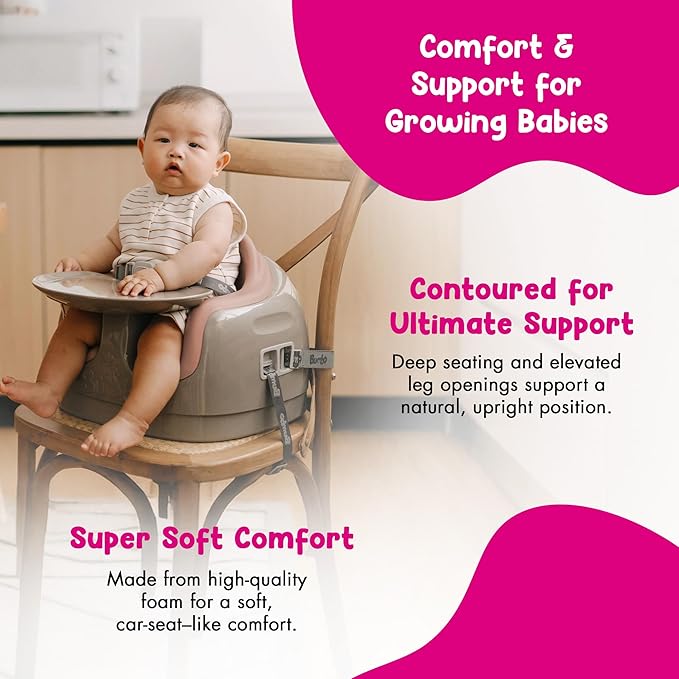 Bumbo 3-in-1 Multi Seat Baby & Toddler Convertible Non-Slip Chair, Breige/Sonoran Rose - Portable Floor Seat, Booster & High Chair w/Activity Tray and Safety Harness for Infants 6-36 Months