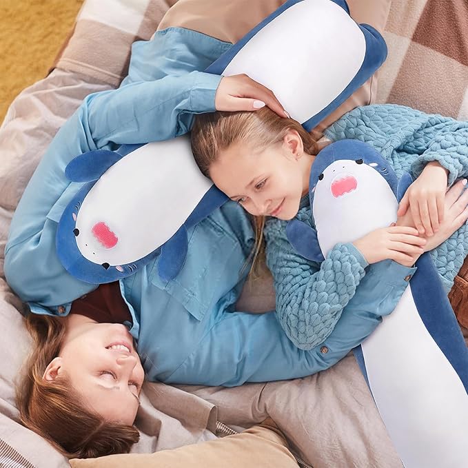 Large Shark Plush,33.5" Cute Plushies Long Shark Stuffed Animal,Weighted Shark Plush Toys,Cuddly Sleeping Hugging Pillows, Soft Giant Body Pillow,Shark Plushy Gift at Birthday Kids Adults