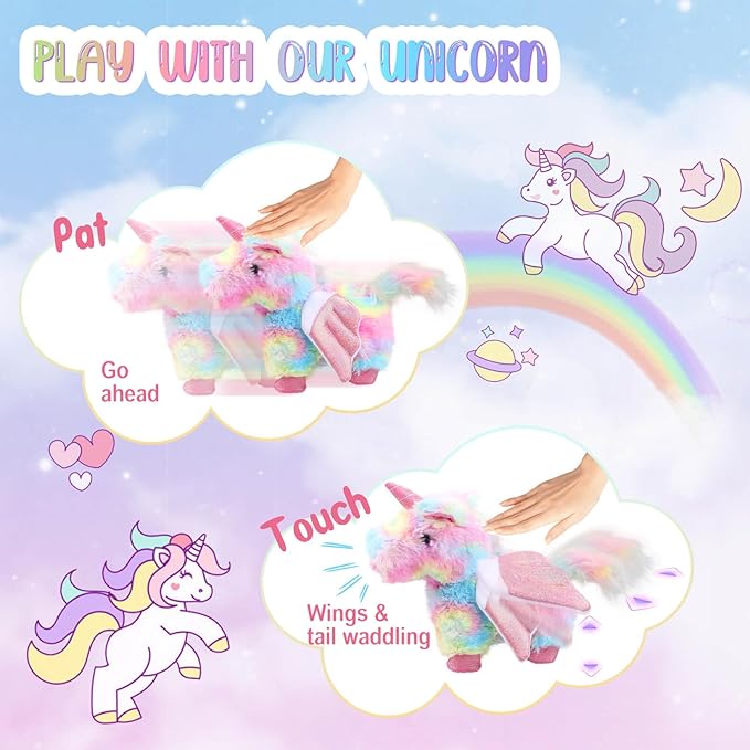 Unicorn Plush Interactive Toy for Kids age 3 4 5 6 Year Old: Walking Talking Electronic Pet Toy with Remote Control Leash Touch Recognition Toddler Unicorn Care Set Birthday Gifts for Girl 6-12