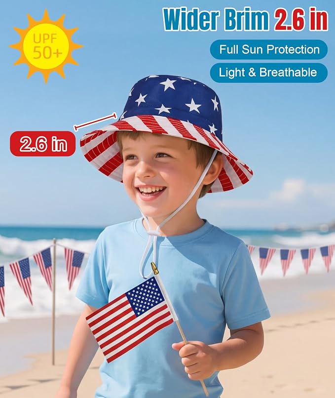 Baby Sun Hat UPF 50+ Sun Protective Toddler Bucket Hat Summer Kids Beach Hats Wide Brim Outdoor Play Hat for Boys Girls