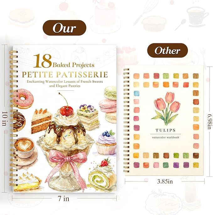 Watercolor Workbook for Beginners,18 Baking Water Coloring Book,Relaxing & Easy to Paint Water Coloring Book with 24 Colors-Perfect for Gifting to Creativity & Joy for Adults