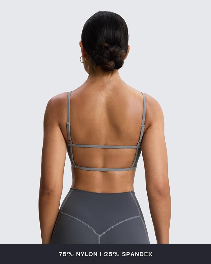 Aoxjox Women's Color Block Workout Sports Bras Fitness Lexi Lined Strappy Bra Athletic Yoga Crop Tank