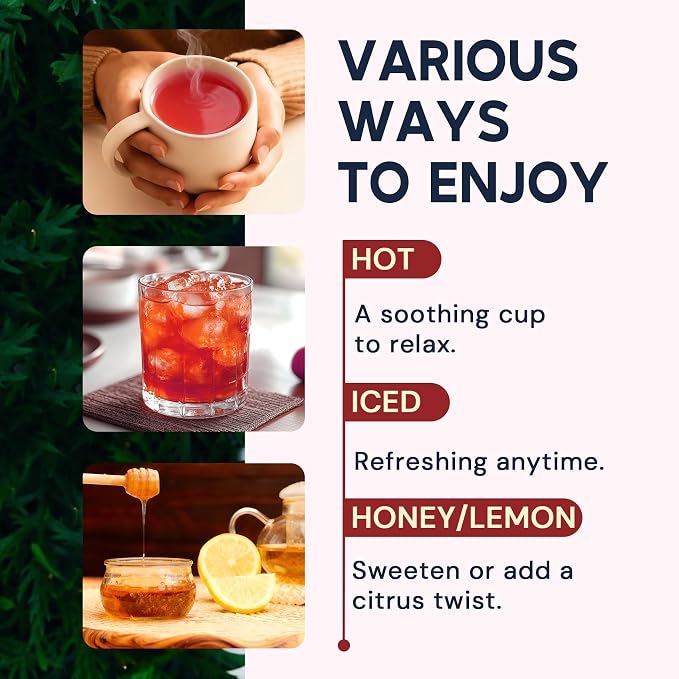 Hibiscus Tea Bags, Hibiscus Flower Herbal Tea - Rich in Vitamin C, Caffeine Free,Sugar Free, 20 Teabags