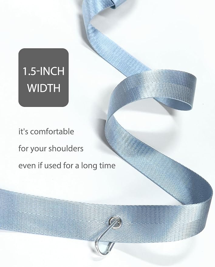 Yoga Mat Strap with Carabiner Clip, Adjustable Carrier for Yoga Mats, Sky Blue [MAT NOT Included]